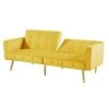 GENERIC Elegant Loveseat Sofa Velvet Converts Folding Futon Bed Accent With Button Tufted Decorate Gold Metal Leg Yellow Casual Lake House Solid Manual Recline -Amazon Store 31ov1lEfIvL