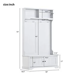 ATGHYURT Hall Tree With 4Hooks,Multiple Functions Hallway Coat Rack,Entryway Shoe Storage With Coat Rack And 2 Top Shelves,Mudroom Hallway Organizer Shoe Rack Bench For Livingroom,Hallway,Mudroom -Amazon Store 31pBi0nWTCL