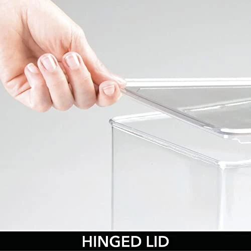 MDesign Stackable Plastic Closet Storage Container Bin Box With Hinge Lid For Organizing Shoes, Booties, Pumps, Sandals, Wedges, Flats, Heels - Lumiere Collection - 2 Pack - Clear 8 MDesign Stackable Plastic Closet Storage Container Bin Box With Hinge Lid For Organizing Shoes, Booties, Pumps, Sandals, Wedges, Flats, Heels - Lumiere Collection - 2 Pack - Clear - Image 6