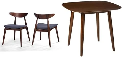 Christopher Knight Home Barron Fabric Dining Chairs, 2-Pcs Set, Charcoal & Bass Mid Century Modern Square Faux Wood Dining Table, Walnut Finish 11 Christopher Knight Home Barron Fabric Dining Chairs, 2-Pcs Set, Charcoal & Bass Mid Century Modern Square Faux Wood Dining Table, Walnut Finish - Image 9