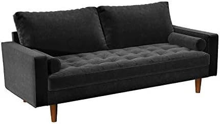 Container Furniture Direct S5459 Mid Century Modern Velvet Upholstered Tufted Living Room Sofa, 69.68" Goldenrod 11 Container Furniture Direct S5459 Mid Century Modern Velvet Upholstered Tufted Living Room Sofa, 69.68" Goldenrod - Image 9