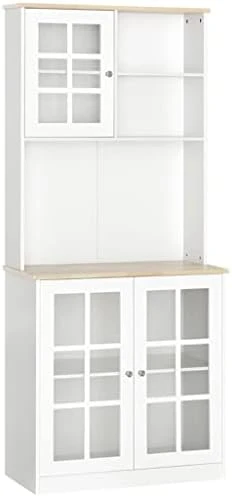 ZHYH Kitchen Buffet, Pantry With 3 Cabinets, 2 Shelves And Large Countertop, Tall White Cabinet 8 ZHYH Kitchen Buffet, Pantry With 3 Cabinets, 2 Shelves And Large Countertop, Tall White Cabinet - Image 6