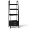 SIMPLIHOME Sawhorse SOLID WOOD 72 Inch X 24 Inch Modern Industrial Ladder Shelf With Storage In Black With 2 Drawers And 4 Shelves, For The Living Room, Study And Office -Amazon Store 31peOBgmXuL