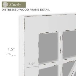 Barnyard Designs 54x24 Windowpane Wood Farmhouse Wall Mirror, Wooden Large Rustic Wall Mirror, Bedroom Mirrors For Wall Decor, Decorative Wood Wall Mirror Living Room Or Entryway Mirror Frame, Ivory -Amazon Store 31prWXPpbFL