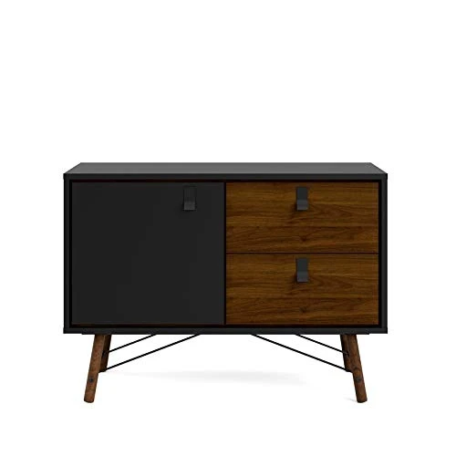Tvilum 1 Door, 2 Drawer Sideboard, Black Matte/Walnut 5 Tvilum 1 Door, 2 Drawer Sideboard, Black Matte/Walnut - Image 3