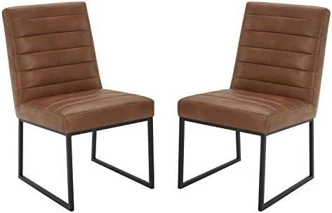 Amazon Brand – Rivet Decatur Modern Faux Leather Dining Chair, Set Of 2, 21"W, Tan Brown 9 Amazon Brand – Rivet Decatur Modern Faux Leather Dining Chair, Set Of 2, 21"W, Tan Brown - Image 7