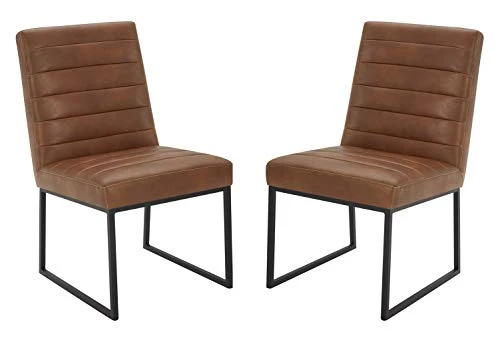 Amazon Brand – Rivet Decatur Modern Faux Leather Dining Chair, Set Of 2, 21"W, Tan Brown 3 Amazon Brand – Rivet Decatur Modern Faux Leather Dining Chair, Set Of 2, 21"W, Tan Brown