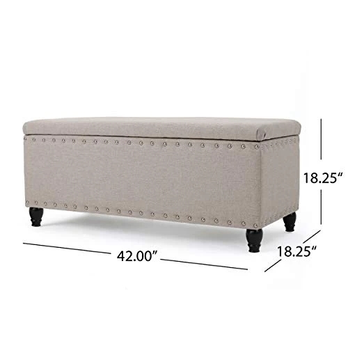 Christopher Knight Home Tatiana Fabric Storage Ottoman, Wheat 4 Christopher Knight Home Tatiana Fabric Storage Ottoman, Wheat - Image 2