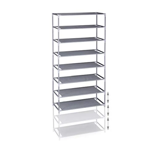 Relaxdays Fabric 10 Levels For 30 Pairs, Shoe Rack Height 150 X Width 62 X Depth 28 Cm, Grey, 1 Item 8 Relaxdays Fabric 10 Levels For 30 Pairs, Shoe Rack Height 150 X Width 62 X Depth 28 Cm, Grey, 1 Item - Image 6