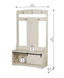 Sanit Birch Hawksbury Transitional Antique White Hall Tree And Shoe Bench -Amazon Store 31qilqVsUTL