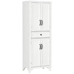 HOMCOM 67" Freestanding Kitchen Pantry, 4-Door Storage Cabinet With Drawer And Adjustable Shelves, White