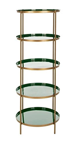 Safavieh Home Tia Contemporary Hunter Green And Brass Round 5-tier Etagere 4 Safavieh Home Tia Contemporary Hunter Green And Brass Round 5-tier Etagere - Image 2