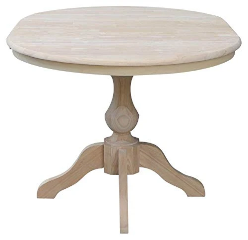 International Concepts 36" Round Top Pedestal Table With 12" Leaf-28.9" H-Dining Height, Unfinished 4 International Concepts 36" Round Top Pedestal Table With 12" Leaf-28.9" H-Dining Height, Unfinished - Image 2