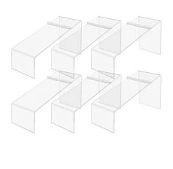 6 Pack Acrylic Shoe Display Stand Clear Premium Lucite 4 Inch Wide X 5 Inch High Slanted Footwear Showcase Riser With Heel Stop For Retail Shops And Clothing Stores By Marketing Holders