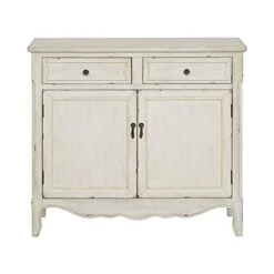 Pemberly Row Weathered White Green Two Drawer Two Door Cupboard