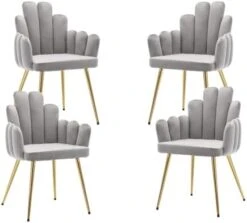 EALSON Velvet Dining Chairs Set Of 2 Comfy Upholstered Accent Arm Chairs With Mid Back Modern Finger Shape Vanity Chair With Gold Metal Legs For Living Room/Dining Room/Bedroom, Black -Amazon Store 31rPhw3p5uL. AC