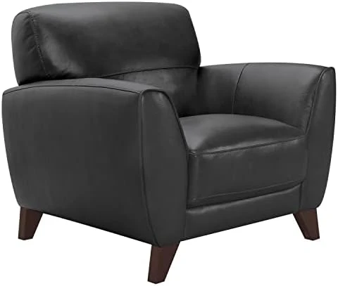 Armen Living Jedd Contemporary Sofa In Black Leather With Brown Wood Legs 6 Armen Living Jedd Contemporary Sofa In Black Leather With Brown Wood Legs - Image 4