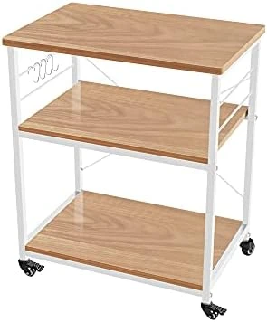 AZL1 Life Concept Rack Utility Microwave Oven Stand Workstation Shelf, 23.7inch Movable 3 Tier Kitchen Cart,Light Walnut 8 AZL1 Life Concept Rack Utility Microwave Oven Stand Workstation Shelf, 23.7inch Movable 3 Tier Kitchen Cart,Light Walnut - Image 6