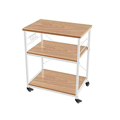 AZL1 Life Concept Rack Utility Microwave Oven Stand Workstation Shelf, 23.7inch Movable 3 Tier Kitchen Cart,Light Walnut 3 AZL1 Life Concept Rack Utility Microwave Oven Stand Workstation Shelf, 23.7inch Movable 3 Tier Kitchen Cart,Light Walnut