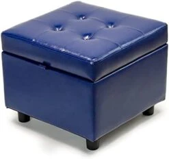 H&B Luxuries Tufted Leather Square Flip Top Storage Ottoman Cube Foot Rest (Black) -Amazon Store 31s 5iL SL. AC