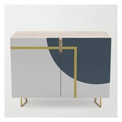 Fusion Minimalist Geometric Abstract In Mustard Yellow, Navy Blue, And White By Kierkegaard Design