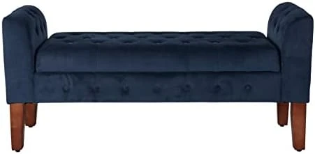 HomePop Velvet Tufted Storage Bench Settee With Hinged Lid, Purple 50" X 18" X 23" 13 HomePop Velvet Tufted Storage Bench Settee With Hinged Lid, Purple 50" X 18" X 23" - Image 11