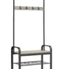 SEJAS Coat Rack, Hall Tree With Shoe Bench For Entryway, Entryway Bench With Coat Rack, 4-in-1, With 9 Removable Hooks, (Black+Grey,13.3＋28.3＋72.1) -Amazon Store 31sFxEAuy3L
