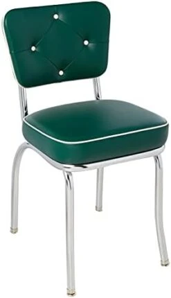 Richardson Seating Chrome Diner Chair With Button Tufted Back And Box Seat, Black, 2" -Amazon Store 31sGvK8URtS. AC 1