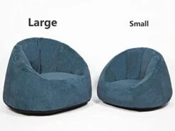 N&V Medium Bean Bag Chair, Adult Size Bean Bag Sack, Foam Filling, Includes Removable And Machine Washable Cover, 37in, Soft Faux Fur (Blue) -Amazon Store 31sKiZe1B2L