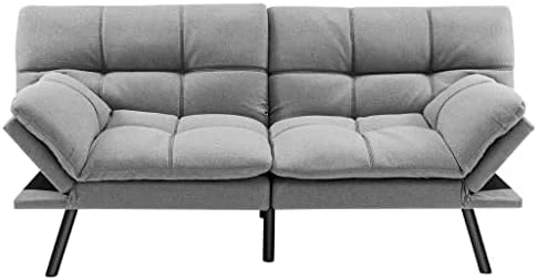 GANFANREN Convertible Futon Sofa Bed Memory Foam Couch Sleeper W/Adjustable Armrest Grey 10 GANFANREN Convertible Futon Sofa Bed Memory Foam Couch Sleeper W/Adjustable Armrest Grey - Image 8