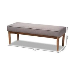 Baxton Studio Arvid Mid-Century Modern Gray Fabric Upholstered Wood Dining Bench -Amazon Store 31sX0tQuyQL