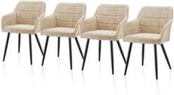 TUKAILAi Modern Dining Chairs Set Of 2, PU Leather Upholstered Accent Arm Chair With Padded Seat, Armrest & Backrest, Occasional Armchair For Leisure Lounge Guest Reception (Brown) -Amazon Store 31sgblFbuKL. AC