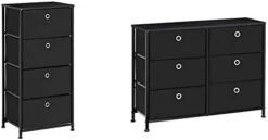 SONGMICS 4-Tier Dresser Units Storage Cabinet With 4 Easy Pull Fabric Drawers, 17.7", Black & Storage Drawer Units, 31.5", Black -Amazon Store 31snf7CS7xL. AC