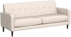 Mellow Adair Mid-Century Modern Loveseat/Sofa/Couch With Armrest Pockets, Tufted Linen Fabric, Ivory -Amazon Store 31snxAcbzsL. AC 1
