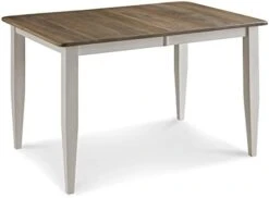 Farmhouse Solid Wood Dining Room Table | Brown And White Rectangle Kitchen Dinner Table With Eased Edge And Distressing, Extendable Table Length | Made In USA | Solid Maple No MDF -Amazon Store 31sqbfL5WiL. AC