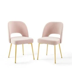 Modway Rouse Dining Room Side Chair Set Of 2, Pink