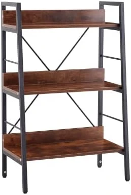 GOAWGO Bookshelf Ladder, Living Room Wood And Metal Stairs Freestanding Display Plant Bookshelves, Home Office, Living Room, Bedroom, Kitchen, Rustic Brown (Three Layers) 11 GOAWGO Bookshelf Ladder, Living Room Wood And Metal Stairs Freestanding Display Plant Bookshelves, Home Office, Living Room, Bedroom, Kitchen, Rustic Brown (Three Layers) - Image 9