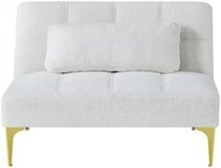 BOLGTO Futon Sofa Bed, Convertible Sofa Bed Couch With Gold Metal Legs Teddy Fabric, Modern Futon Couch Sofa Love Seat For Living Room,Small Space,Offices, Dorm,Studio, 71" L -Amazon Store 31tQw1mdjhL. AC