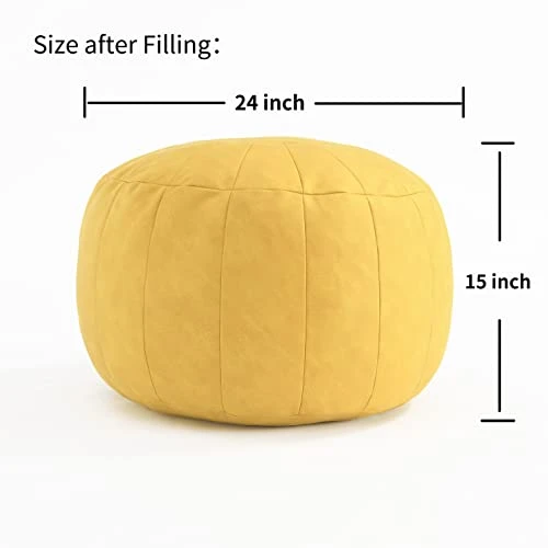 C COMFORTLAND Unstuffed Faux Suede Ottoman Pouf, Round Foot Rest Poof Ottomans, Floor Foot Stool Poufs, Bean Bag Chair Cover With Storage For Living Room, Bedroom, Or Wedding Gifts Yellow 4 C COMFORTLAND Unstuffed Faux Suede Ottoman Pouf, Round Foot Rest Poof Ottomans, Floor Foot Stool Poufs, Bean Bag Chair Cover With Storage For Living Room, Bedroom, Or Wedding Gifts Yellow - Image 2