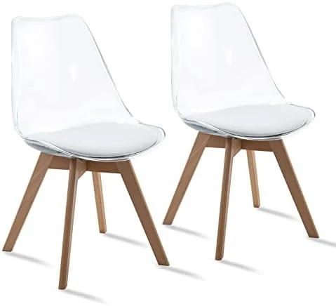 ANOUR Modern Dining Chairs Set Of 4, Clear Kitchen Chairs, Acrylic Accent Chairs, Seat Cushions Made Of PU Leather And Solid Beech Legs, Suitable For Dining Room, Living Room, Bedroom 10 ANOUR Modern Dining Chairs Set Of 4, Clear Kitchen Chairs, Acrylic Accent Chairs, Seat Cushions Made Of PU Leather And Solid Beech Legs, Suitable For Dining Room, Living Room, Bedroom - Image 8