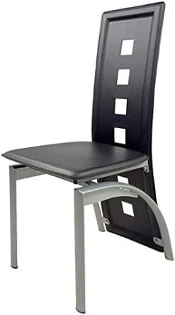 Furniture Dining Room Bench,High-Back PU Leather Simplistic Iron Frame High-Density Sponges Ergonomic Kitchen Dining Chairs Entryway Benches Suitable For Home Interior Courtyard (Black Color, 4) -Amazon Store 31tYCC3FQtL. AC