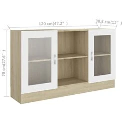 Vitrine Cabinet White And Sonoma Oak,Modern Minimalist Style,Very Easy To Match With Furniture,A Variety Of Colors Can Be Selected 47.2"x12"x27.6" Chipboard -Amazon Store 31tZvEE0UoS