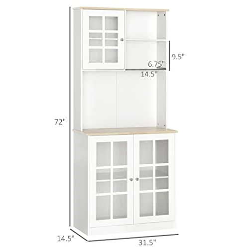 QUUL Kitchen Buffet, Pantry With 3 Cabinets, 2 Shelves And Large Countertop, Tall White Cabinet 5 QUUL Kitchen Buffet, Pantry With 3 Cabinets, 2 Shelves And Large Countertop, Tall White Cabinet - Image 3