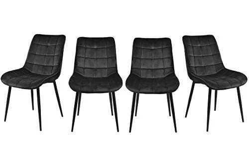Payeel Upholstered Velvet Dining Chairs Set Of 4 Modern Tufted Dining Side Chairs W/Metal Legs Modern Cushion Seats And Back For Living Kitchen, Vanity, And Waiting Room(Black) 3 Payeel Upholstered Velvet Dining Chairs Set Of 4 Modern Tufted Dining Side Chairs W/Metal Legs Modern Cushion Seats And Back For Living Kitchen, Vanity, And Waiting Room(Black)