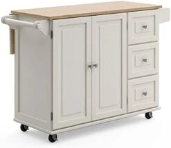 Homestyles Dolly Madison Kitchen Cart With Wood Top And Drop Leaf Breakfast Bar, Rolling Mobile Kitchen Island With Storage And Towel Rack, 54 Inch Width, Black -Amazon Store 31u5JBIYmL. AC