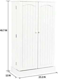 41" Kitchen Pantry, Farmhouse Pantry Cabinet, Storage Cabinet With Doors And Adjustable Shelves 41" H X 23.2" W X 12" D (White)