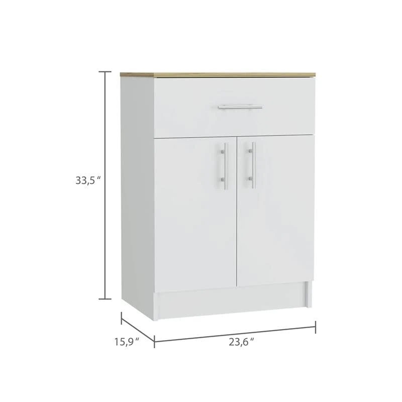 Atlin Designs Wood Pantry Cabinet With Counter Top In White/Light Oak 5 Atlin Designs Wood Pantry Cabinet With Counter Top In White/Light Oak - Image 3