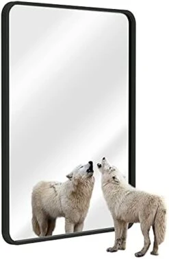 FTMIR 20 X 28 Inch Black Rectangle Mirror Bathroom Rectangular Wall Mounted Mirror With Premium Aluminum Matte Rounded Corner Frame(Horizontal Or Vertical Suspension) -Amazon Store 31uIovu2WgS. AC