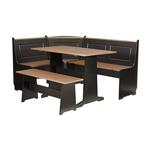 Linon Black And Pecan Breakfast Dining Set Ardmore Nook 3 Linon Black And Pecan Breakfast Dining Set Ardmore Nook