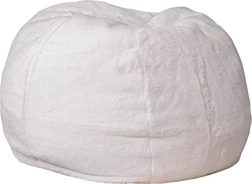 Flash Furniture Dillon Small White Furry Bean Bag Chair For Kids And Teens 4 Flash Furniture Dillon Small White Furry Bean Bag Chair For Kids And Teens - Image 2